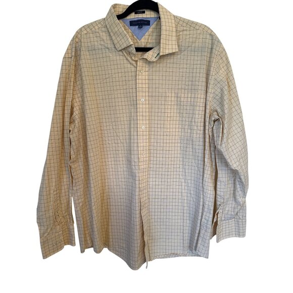 Tommy Hilfiger Dress Shirt XXL 18 34/35 Slim Fit  Yellow/Blue Plaid Long Sleeve - Picture 1 of 6